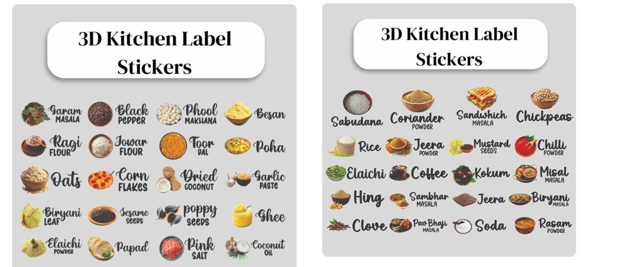 3D Waterproof Kitchen Stickers (Pack of 1 - 60 Stickers)